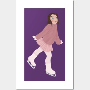 Brunette girl figure skating Posters and Art